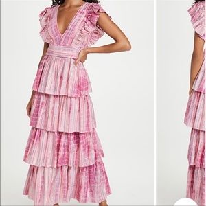 Saylor Stefania Tiered Maxi Dress in Fuscia Size XS